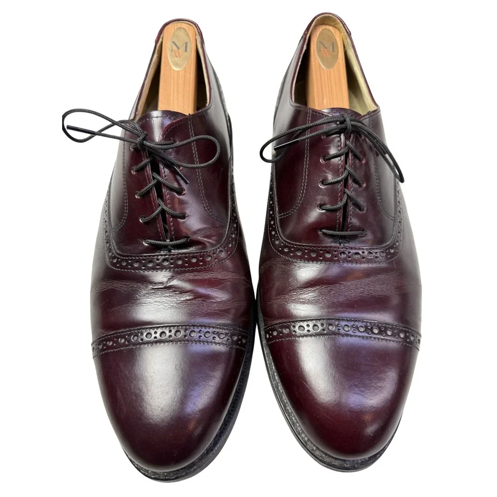 Bostonian‎ Impression Mens 12 D/B Burgundy Leather Cap Toe Brogue Oxfords USA